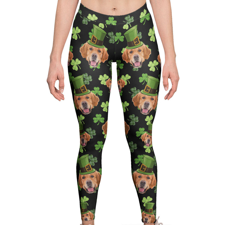Shamrock Pet Face - Personalized Photo Leggings