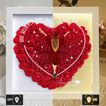 She Believed She Could Graduation Gift - Personalized Flower Shadow Box With LED Light