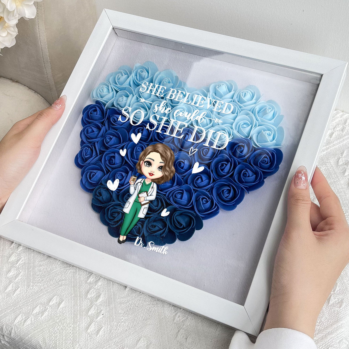 She Believed She Could - Personalized Flower Shadow Box – Macorner