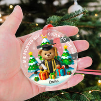 She Believed She Could So She Did - Graduation Bear - Personalized Glass Ornament