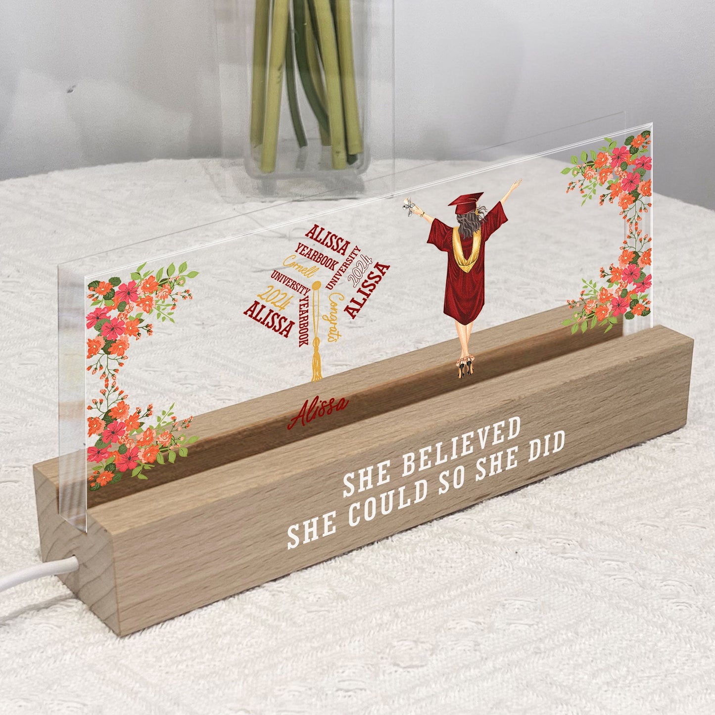 She Believed She Could So She Did - Personalized LED Night Light