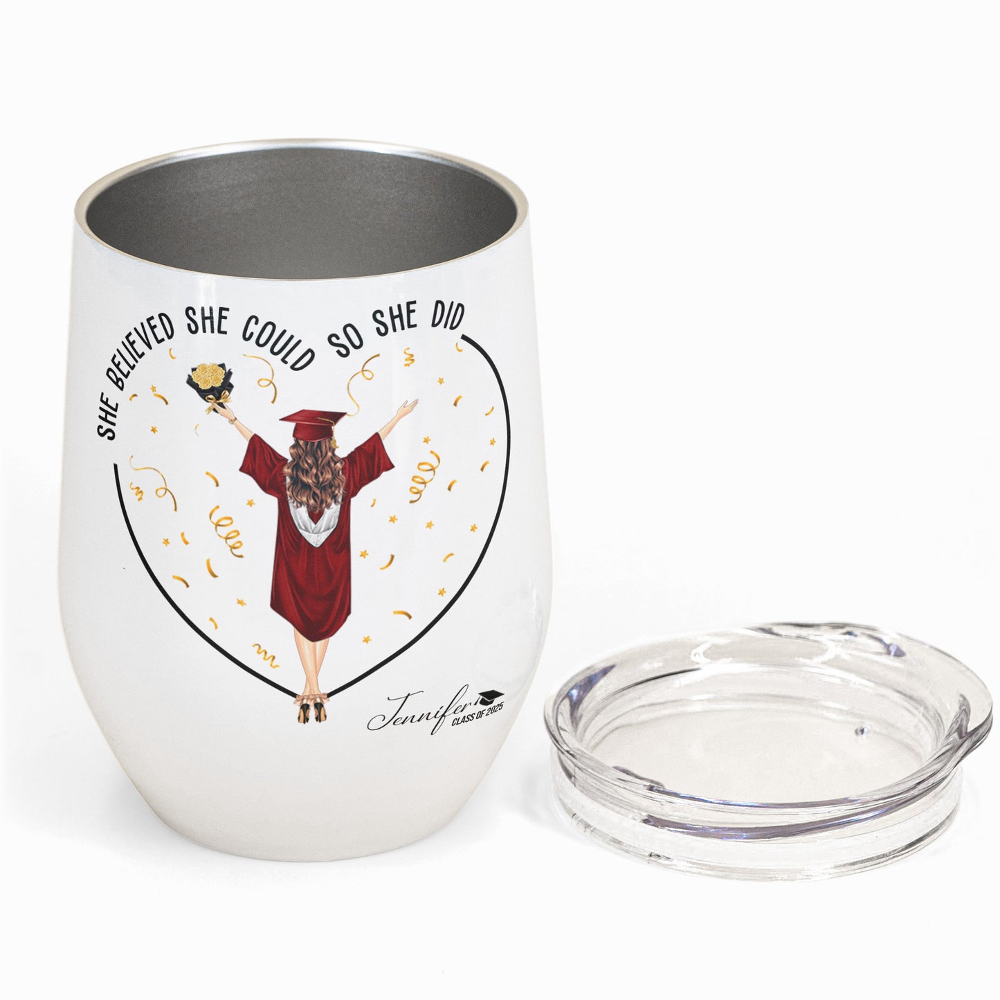 She Believed She Could So She Did - Personalized Wine Tumbler