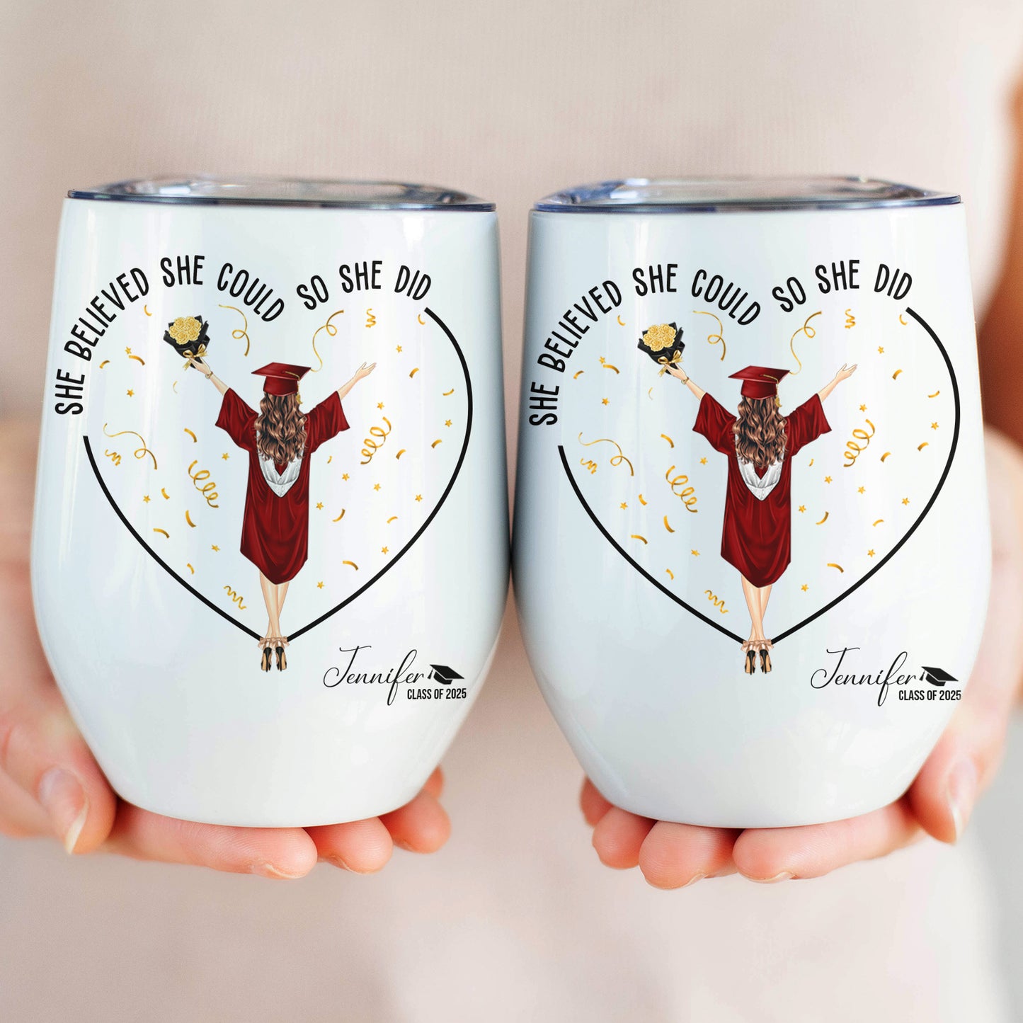 She Believed She Could So She Did - Personalized Wine Tumbler