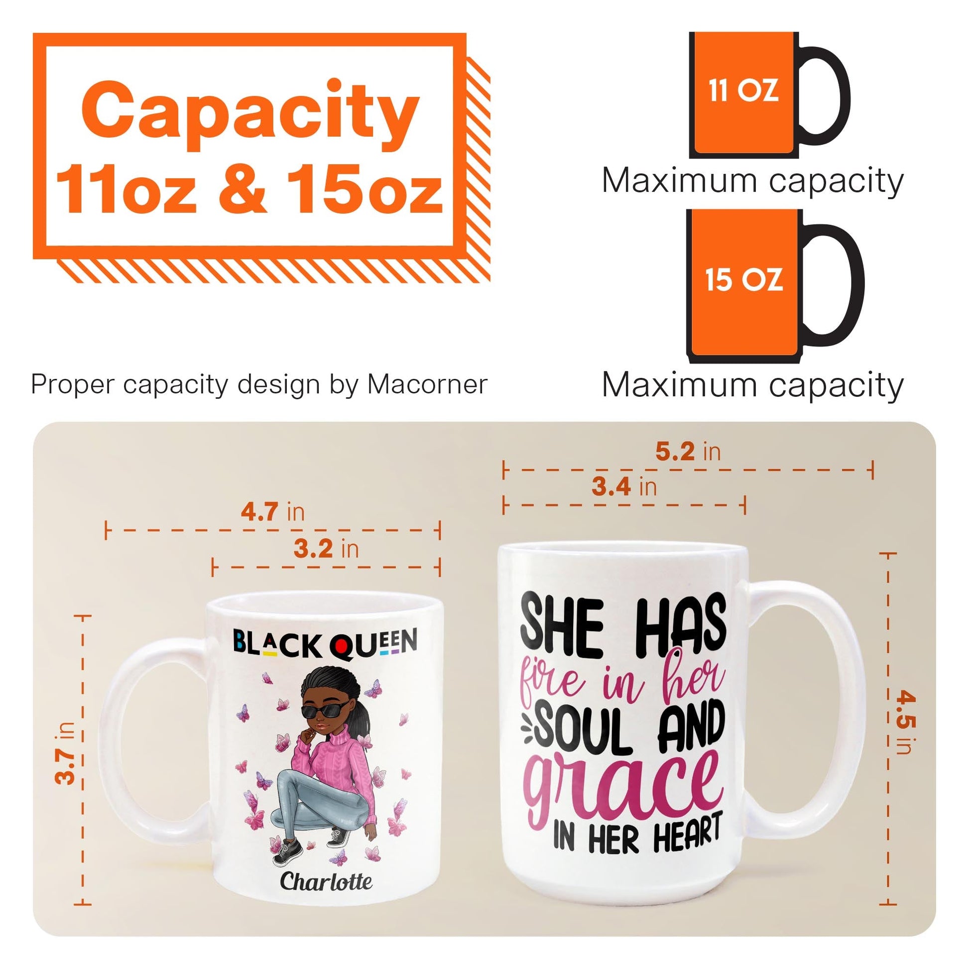 She Has Fire In Her Soul - Personalized Mug - Birthday Gift For Sista, Black Woman - Sassy Girls