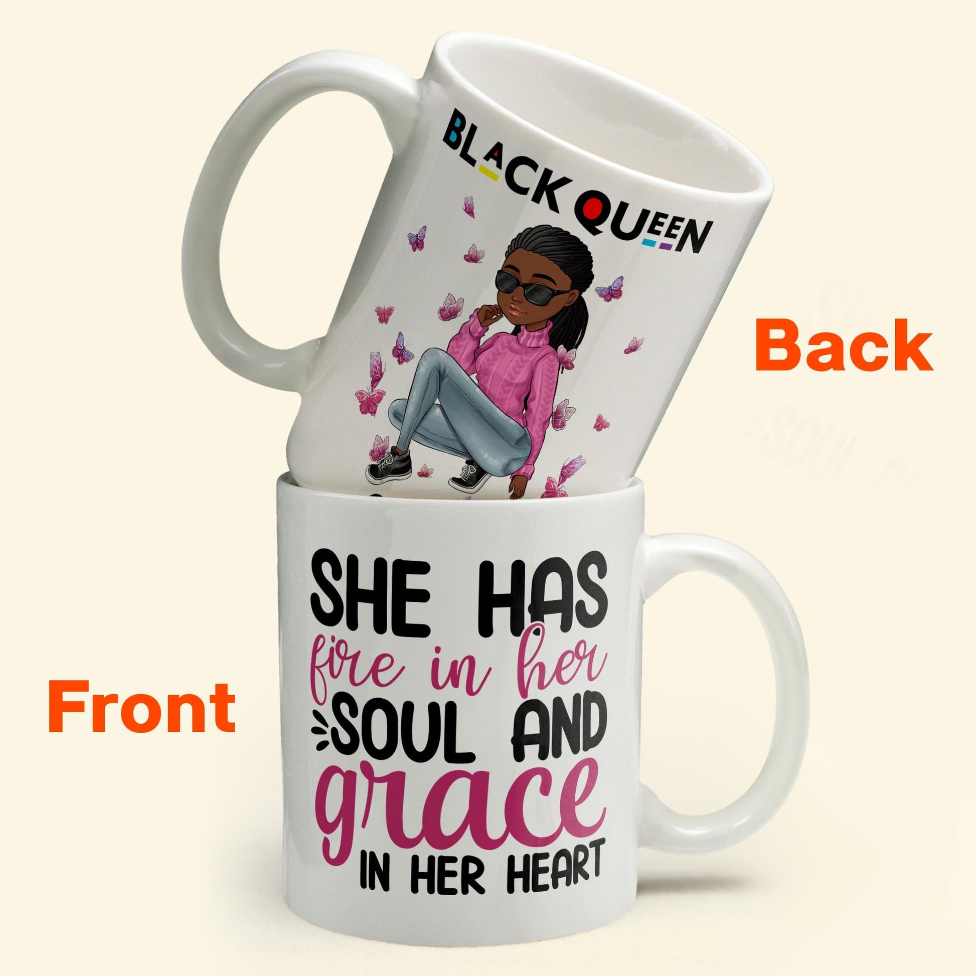 She Has Fire In Her Soul - Personalized Mug - Birthday Gift For Sista, Black Woman - Sassy Girls