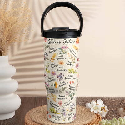 She Is Beautiful, Strong, Enough Bible Verses - Personalized 30oz Tumbler With Handle