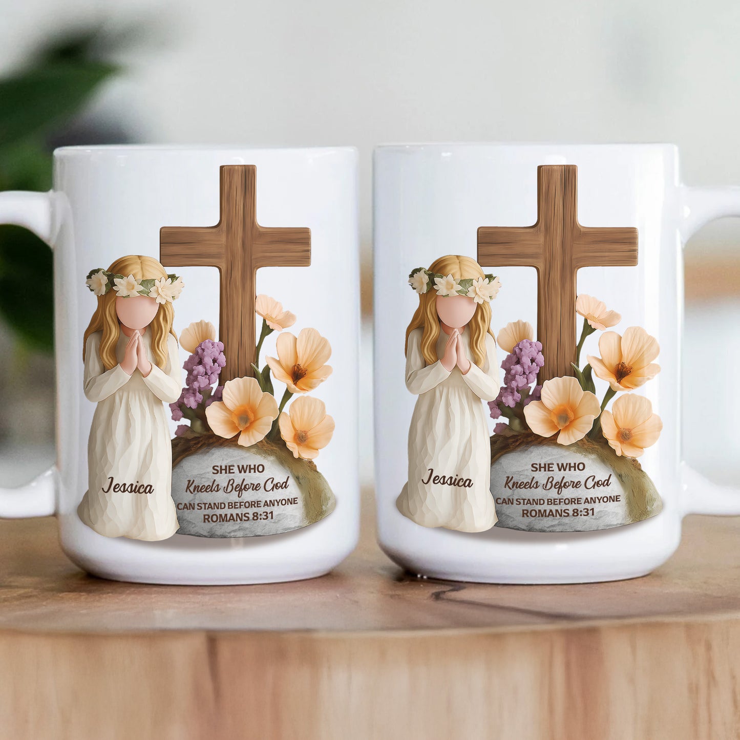 She Who Kneels Before God Can Stand Before Anyone Gift For Her - Personalized Mug