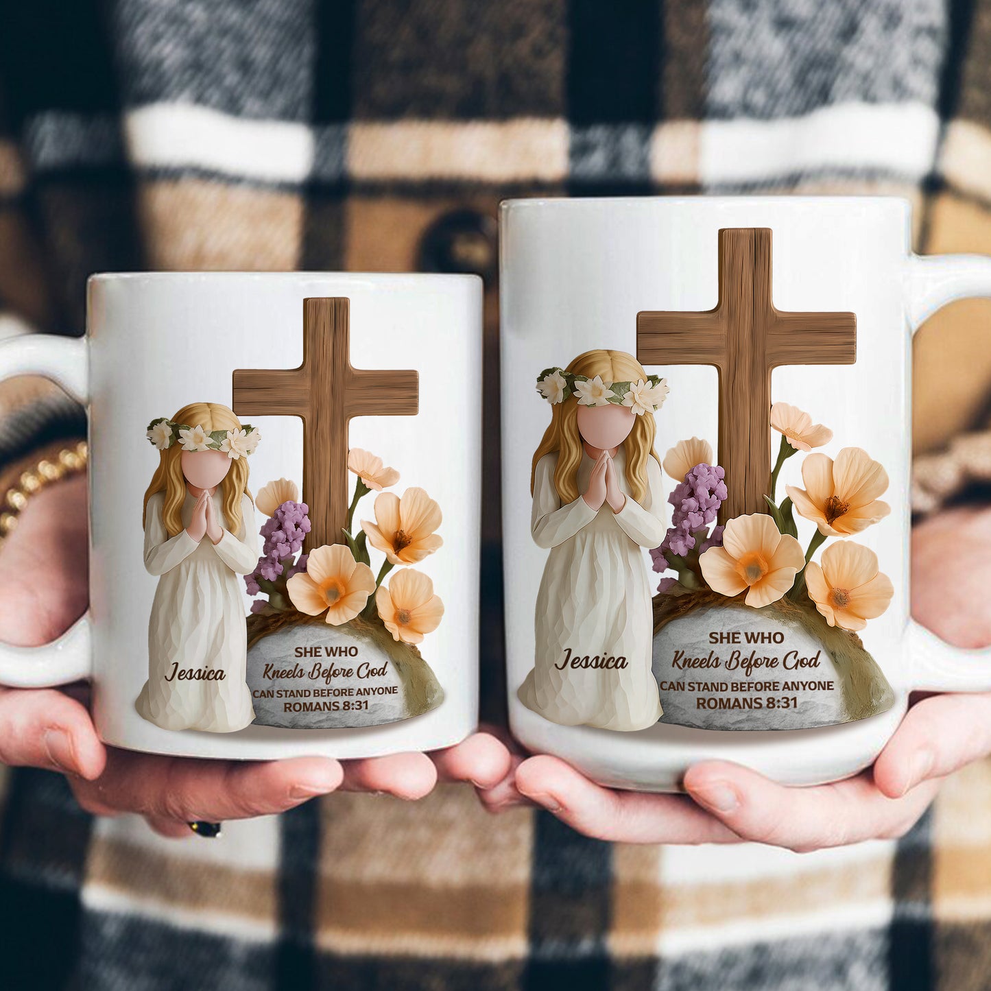 She Who Kneels Before God Can Stand Before Anyone Gift For Her - Personalized Mug