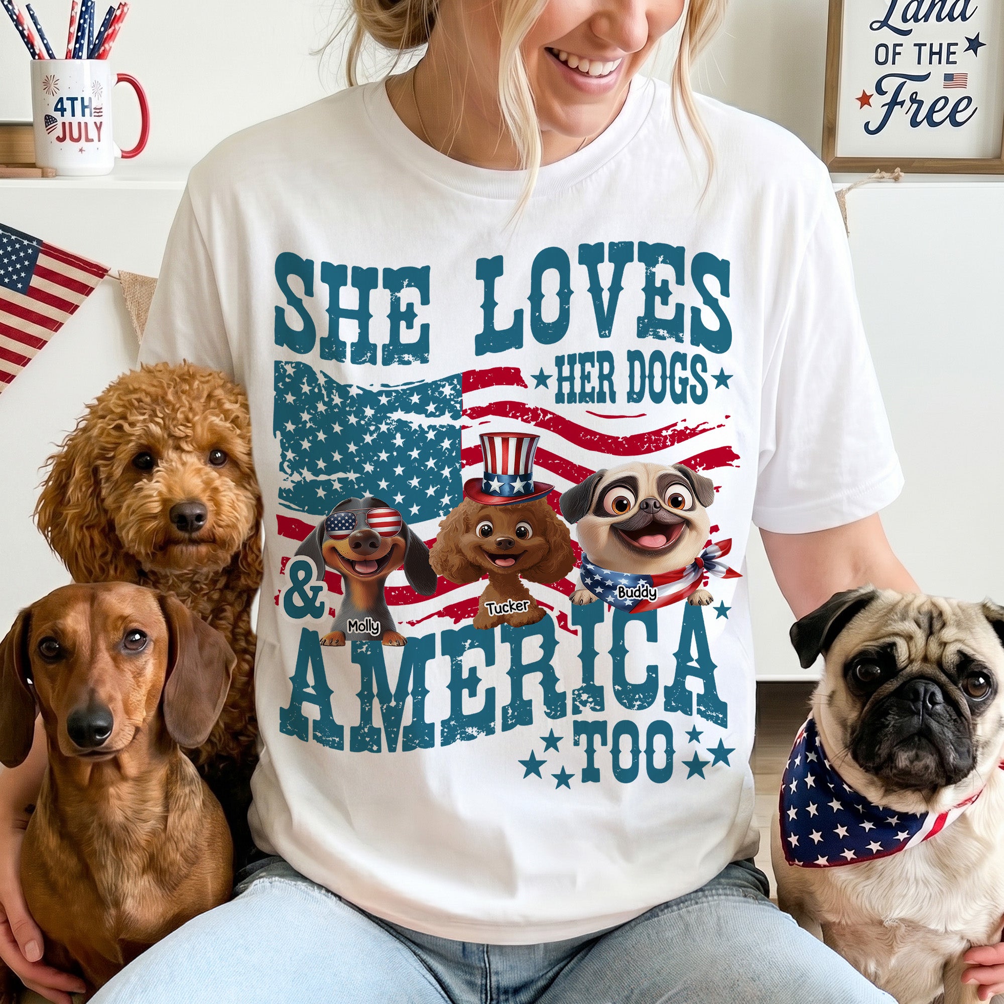 She-Loves Her Dog And America - Personalized Shirt 1