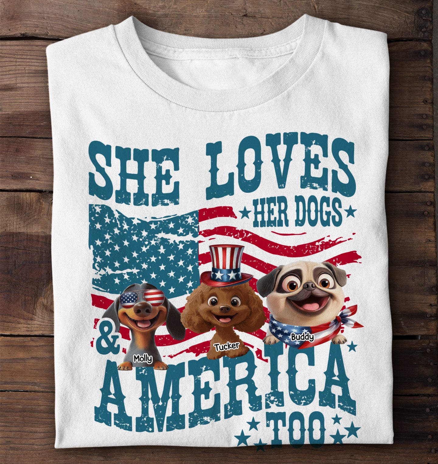 She-Loves Her Dog And America - Personalized Shirt 2