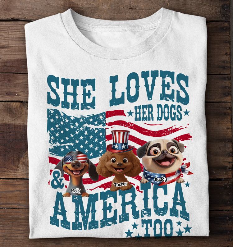 She-Loves Her Dog And America - Personalized Shirt 2