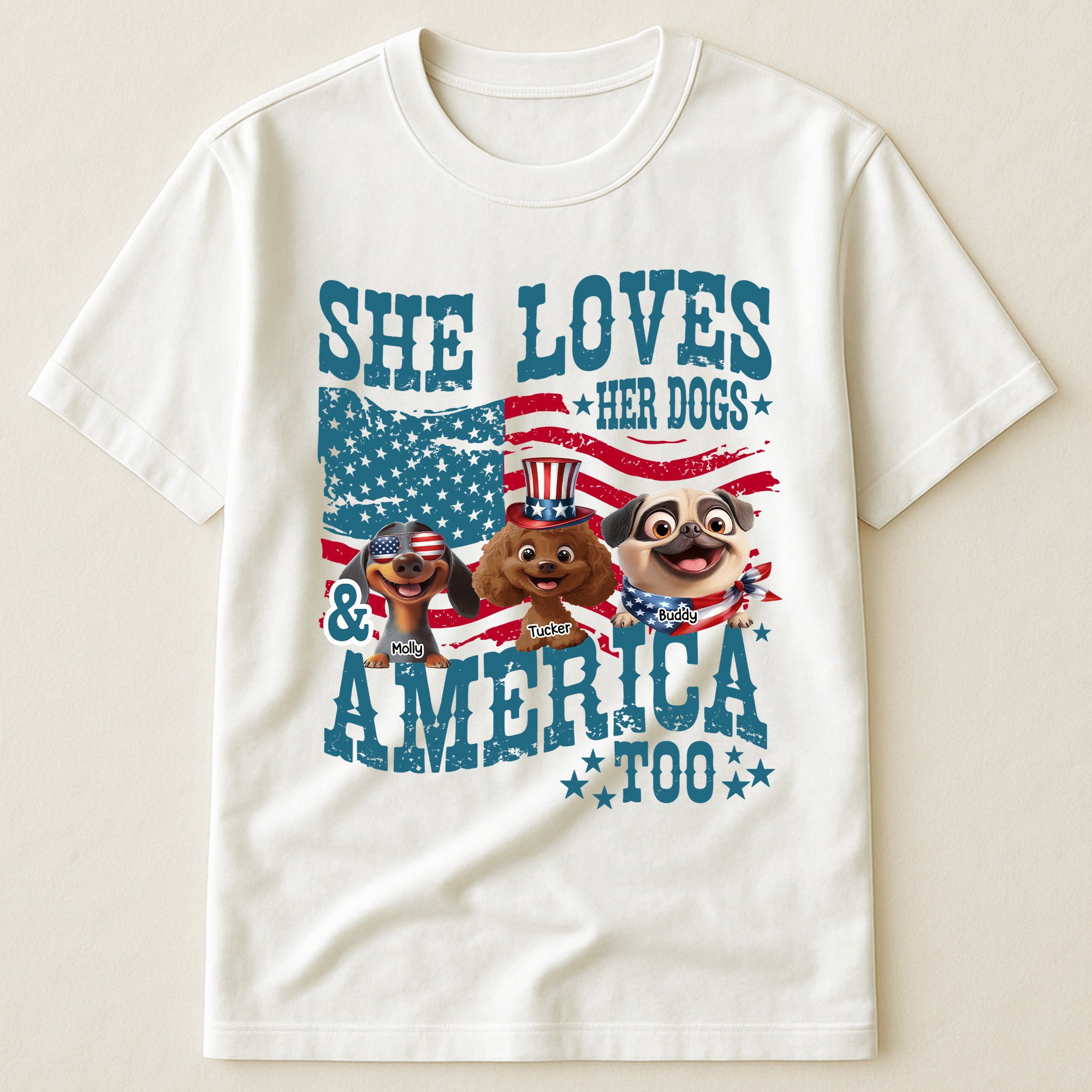 She-Loves Her Dog And America - Personalized Shirt 3