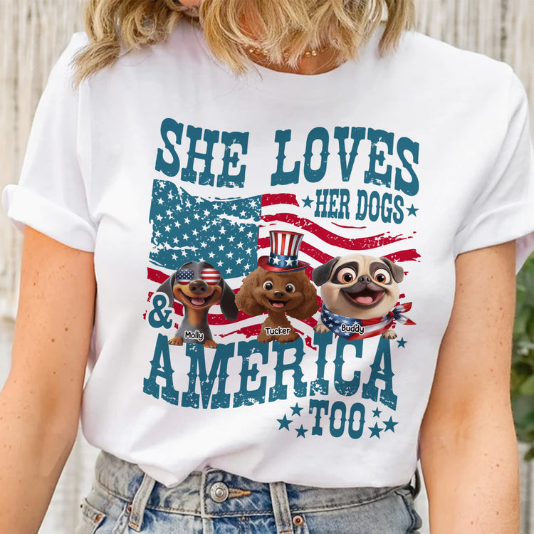She-Loves Her Dog And America - Personalized Shirt 4