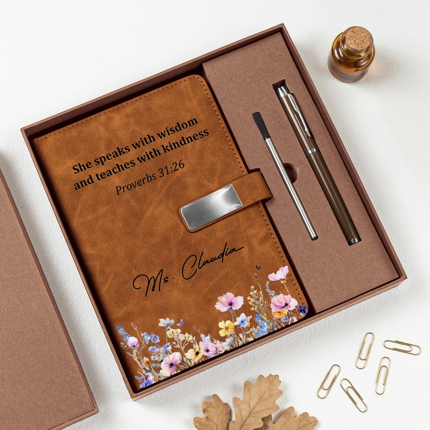 She-Speaks-With-Wisdom-And-Teaches-With-Kindness-Proverbs-3126-Personalized-Notebook-Set-1