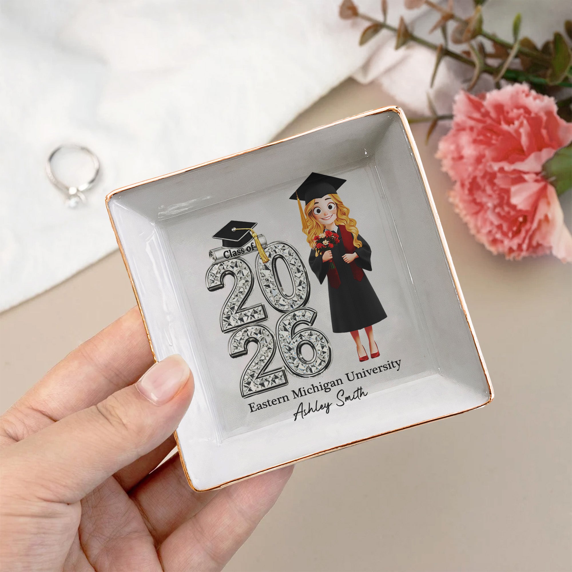 Shiny Effect Class Of 2025 2026 Senior - Personalized Jewelry Dish