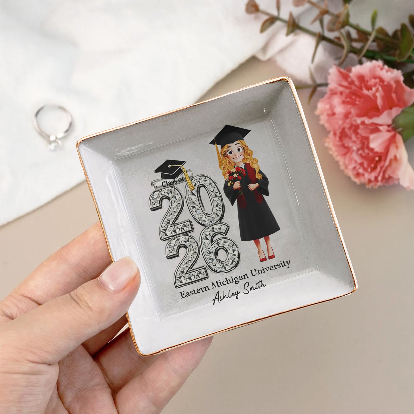 Shiny Effect Class Of 2025 2026 Senior - Personalized Jewelry Dish