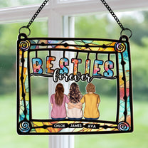 Siblings Being Together On Frame - Personalized Window Hanging Suncatcher Ornament