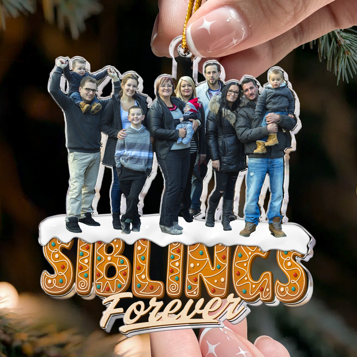 Siblings Family Forever - Personalized Acrylic Photo Ornament