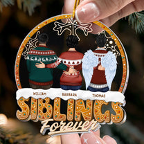Siblings Forever - Family Sitting Together - Personalized Acrylic Ornament