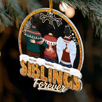 Siblings Forever - Family Sitting Together - Personalized Acrylic Ornament