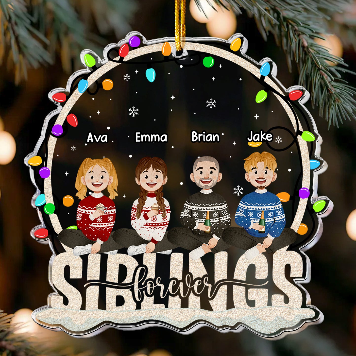 Siblings Forever New Version Christmas Family Ornament - Personalized Acrylic Ornament