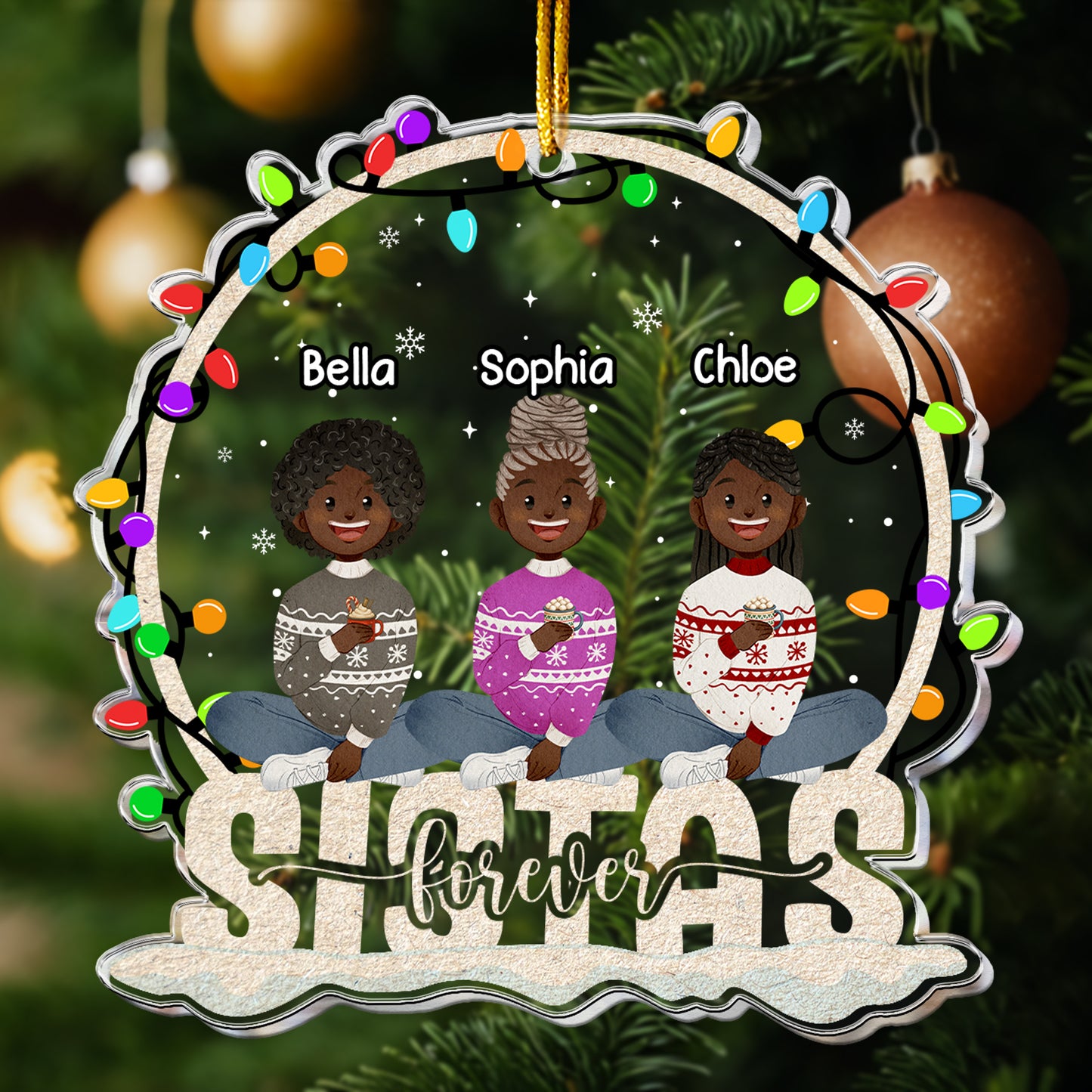 Siblings Forever New Version Christmas Family Ornament - Personalized Acrylic Ornament