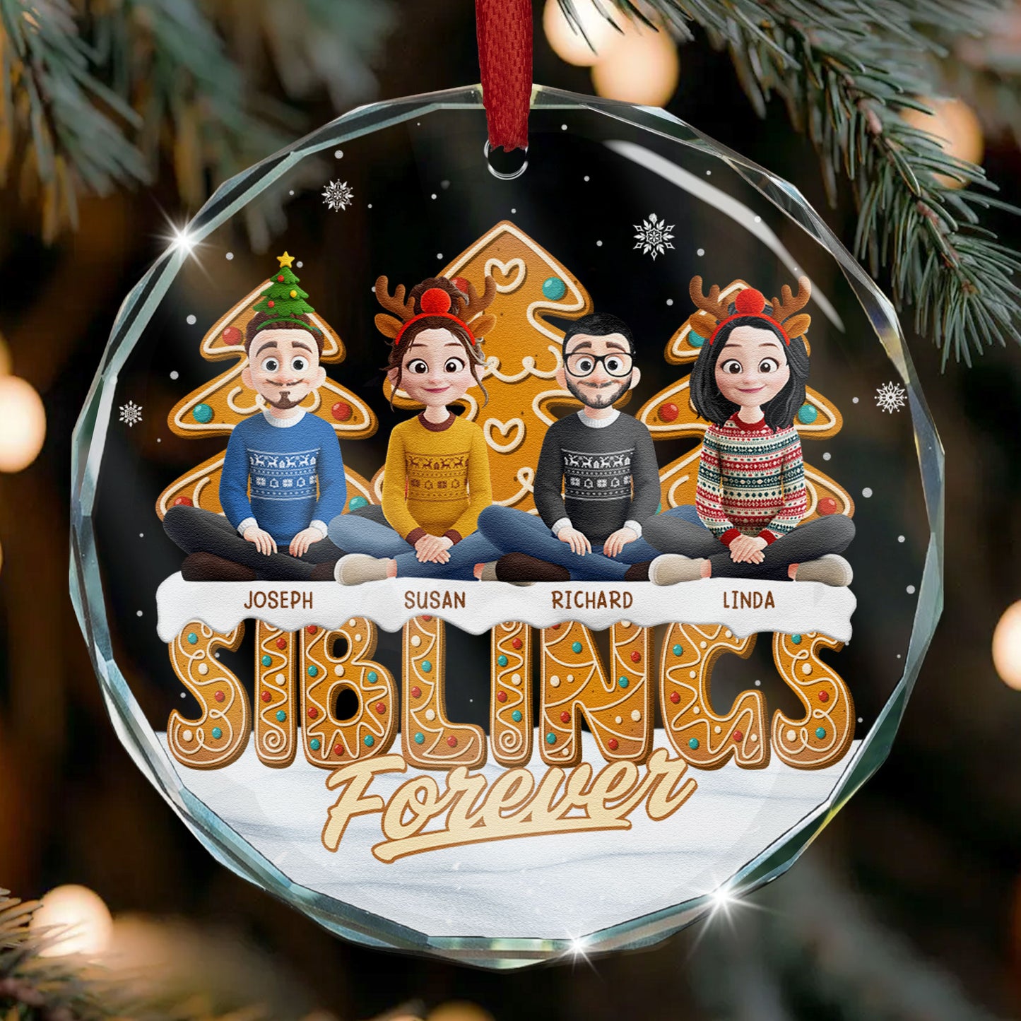 Siblings Forever - Personalized Glass Ornament