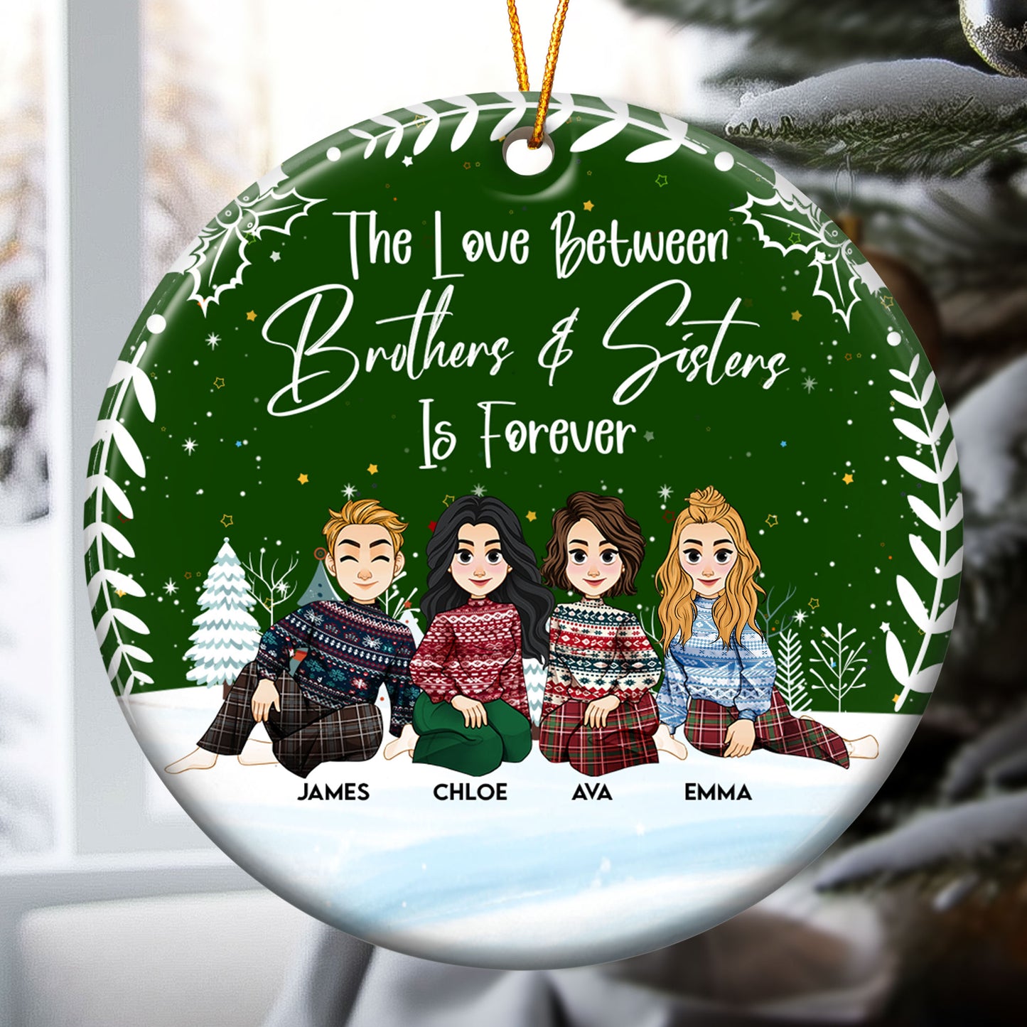 Siblings Love Is Forever - Personalized Ceramic Ornament