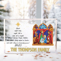Silent Night, Holy Night, Nativity Gift For Family - Personalized Acrylic Plaque