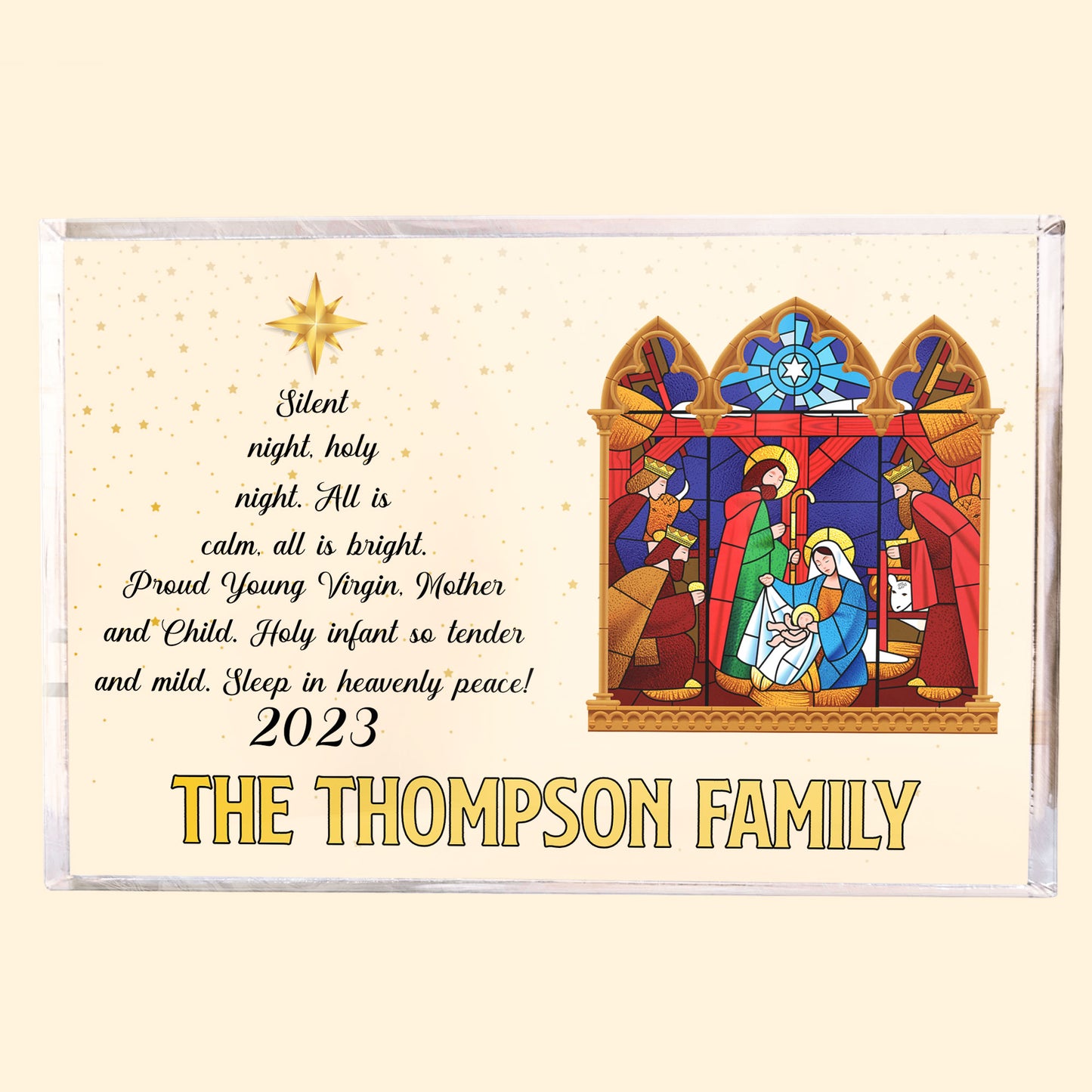 Silent Night, Holy Night, Nativity Gift For Family - Personalized Acrylic Plaque