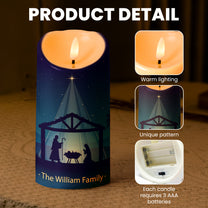 Silent Night Holy Night Nativity Gift For Family - Personalized LED Candle