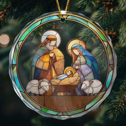 Silent Night Holy Night Nativity Scene - Acrylic Ornament