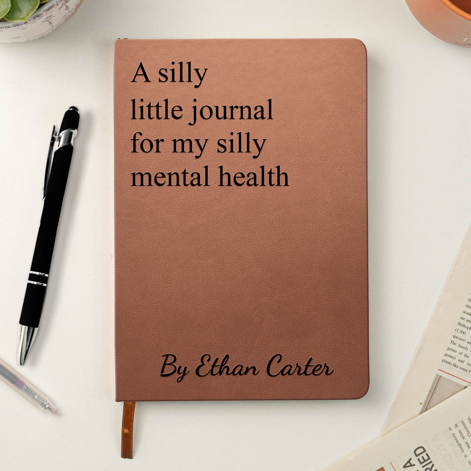 Silly Little Mental Health Swear Journal - For Her, Him, Daughter, Sister, Wife, Friend - Personalized Leather Journal