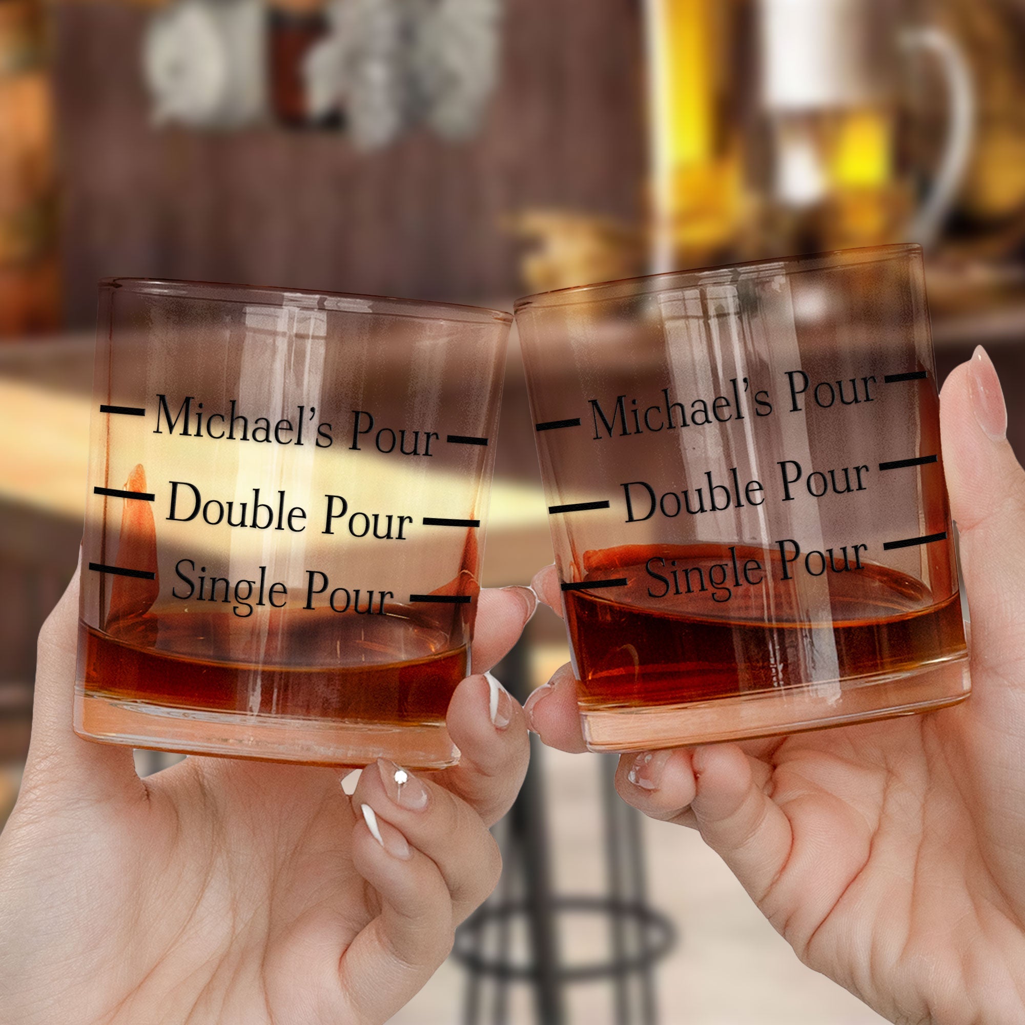 Father's Day Gifts, Single Pour Double Pour Funny Gifts For Men - Personalized Whiskey Glass