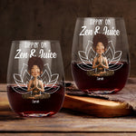 Sippin On Zen And Juice Yoga Lovers Namaste - Personalized Stemless Wine Glass
