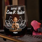 Sippin On Zen And Juice Yoga Lovers Namaste - Personalized Stemless Wine Glass