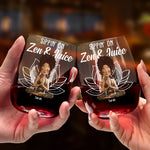 Sippin On Zen And Juice Yoga Lovers Namaste - Personalized Stemless Wine Glass