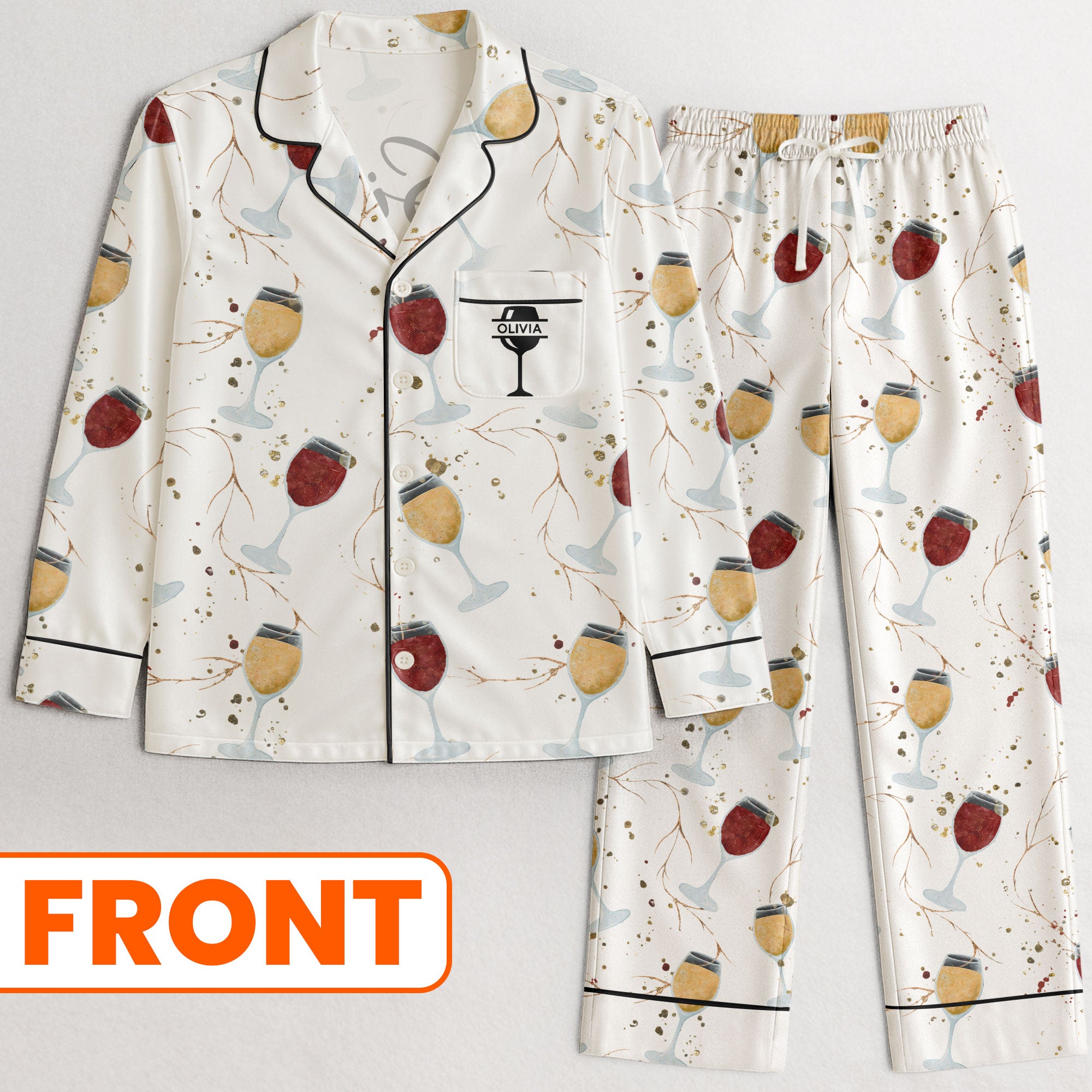 Sips About To Go Down - Personalized Satin Pajama Set