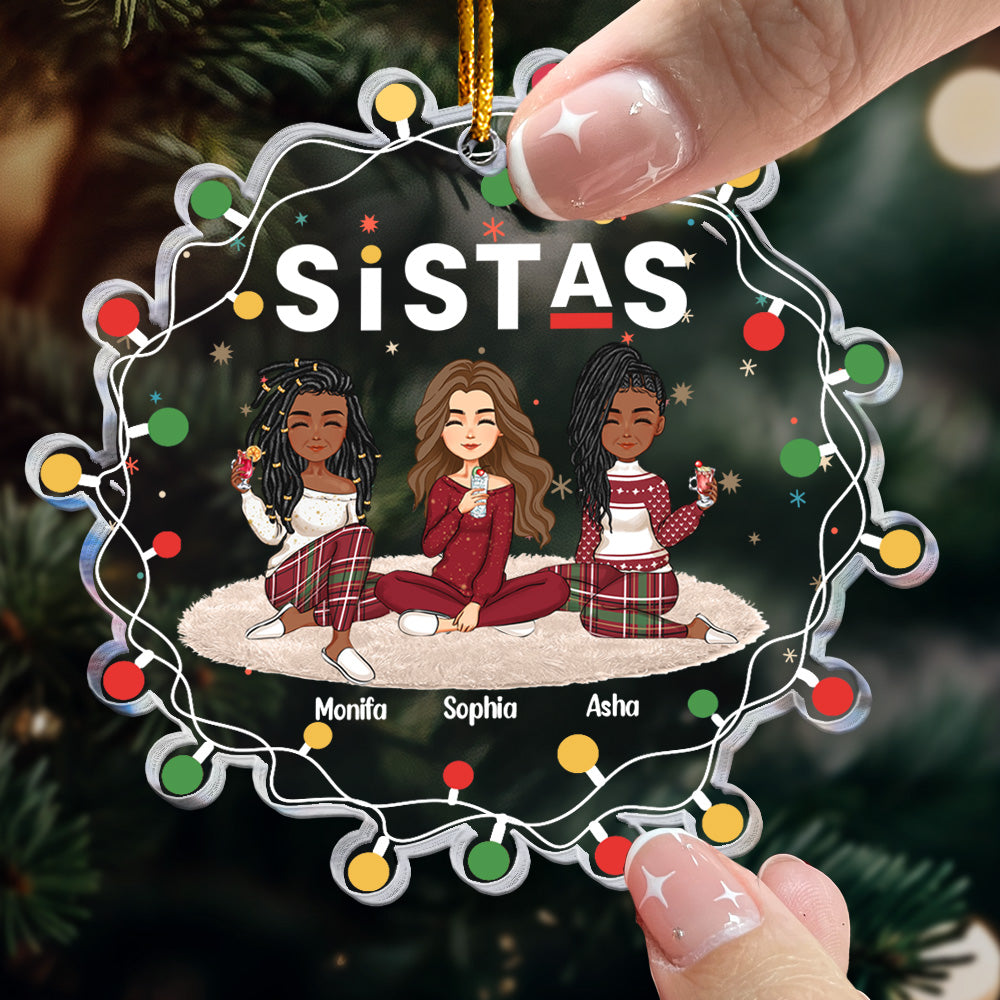 Sistas Forever Christmas Lights - Personalized Acrylic Ornament