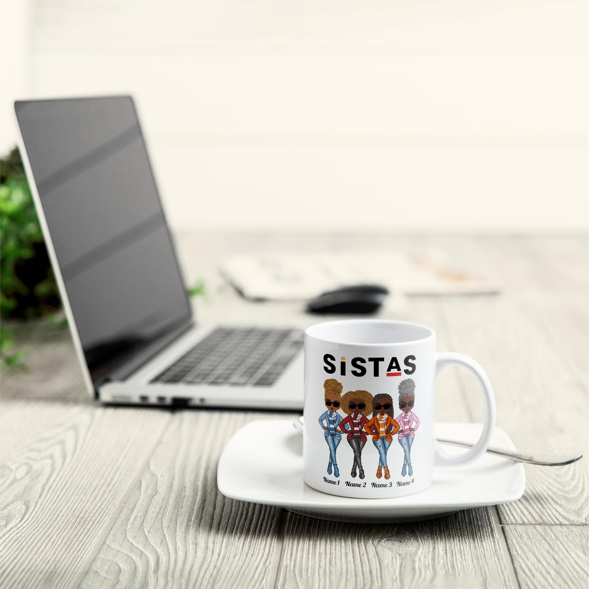 Sistas Not Sisters By Blood But Sisters By Heart - Personalized Mug - Birthday & Christmas Gift For Sista, Sister, Soul Sister, Best Friend, BFF, Bestie, Friend