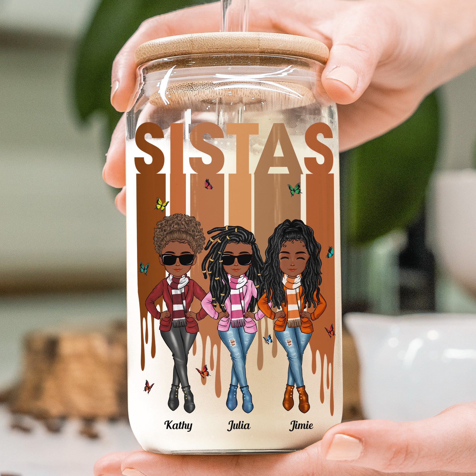 Sistas - Personalized Clear Glass Cup