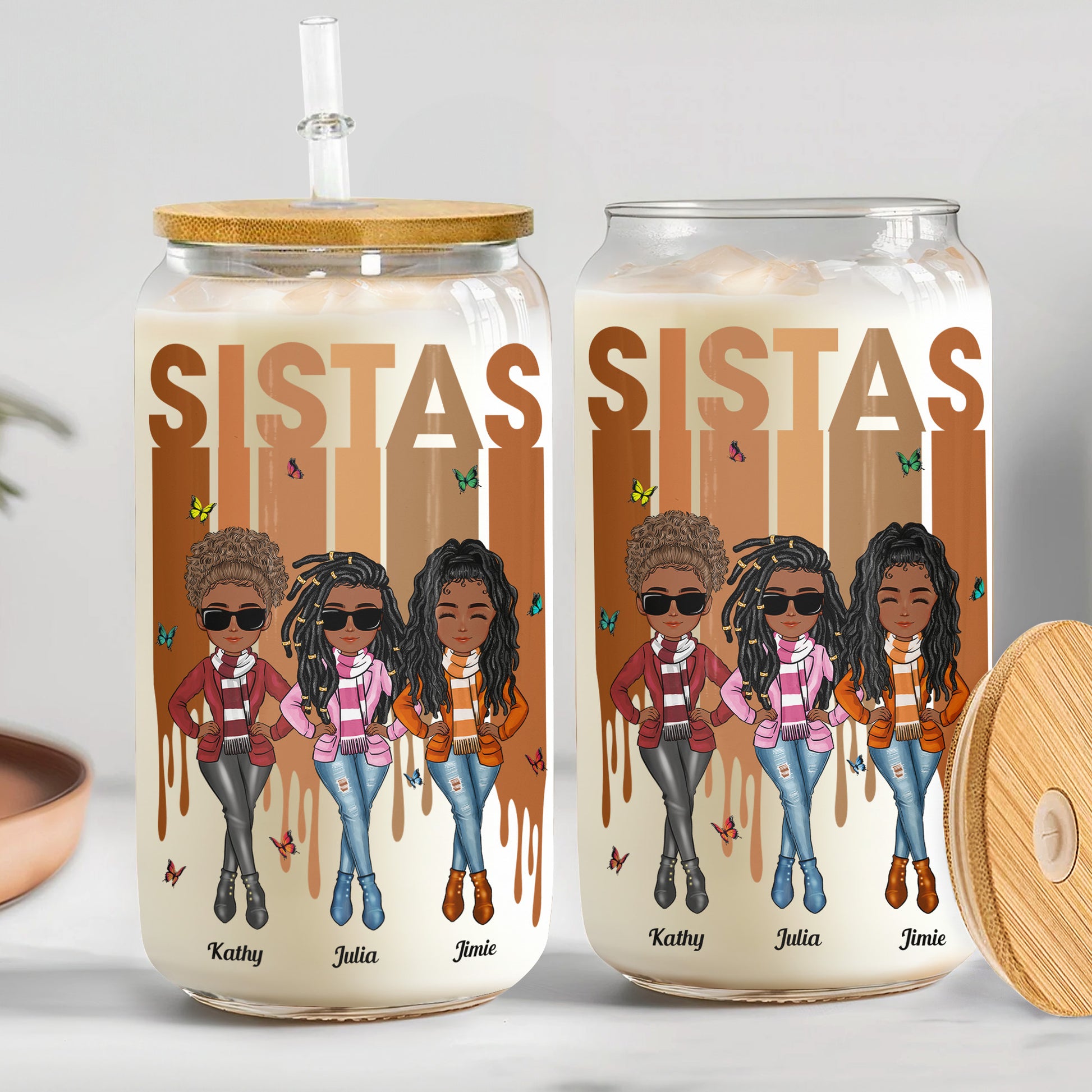 Sistas - Personalized Clear Glass Cup