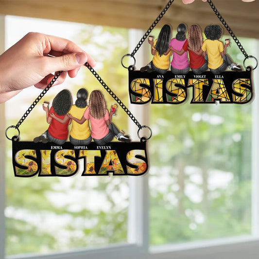 Sistas - Personalized Window Hanging Suncatcher Ornament