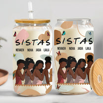Sistas Proud Sisters Friendship - Personalized Clear Glass Cup