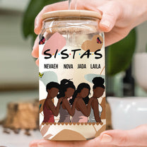 Sistas Proud Sisters Friendship - Personalized Clear Glass Cup