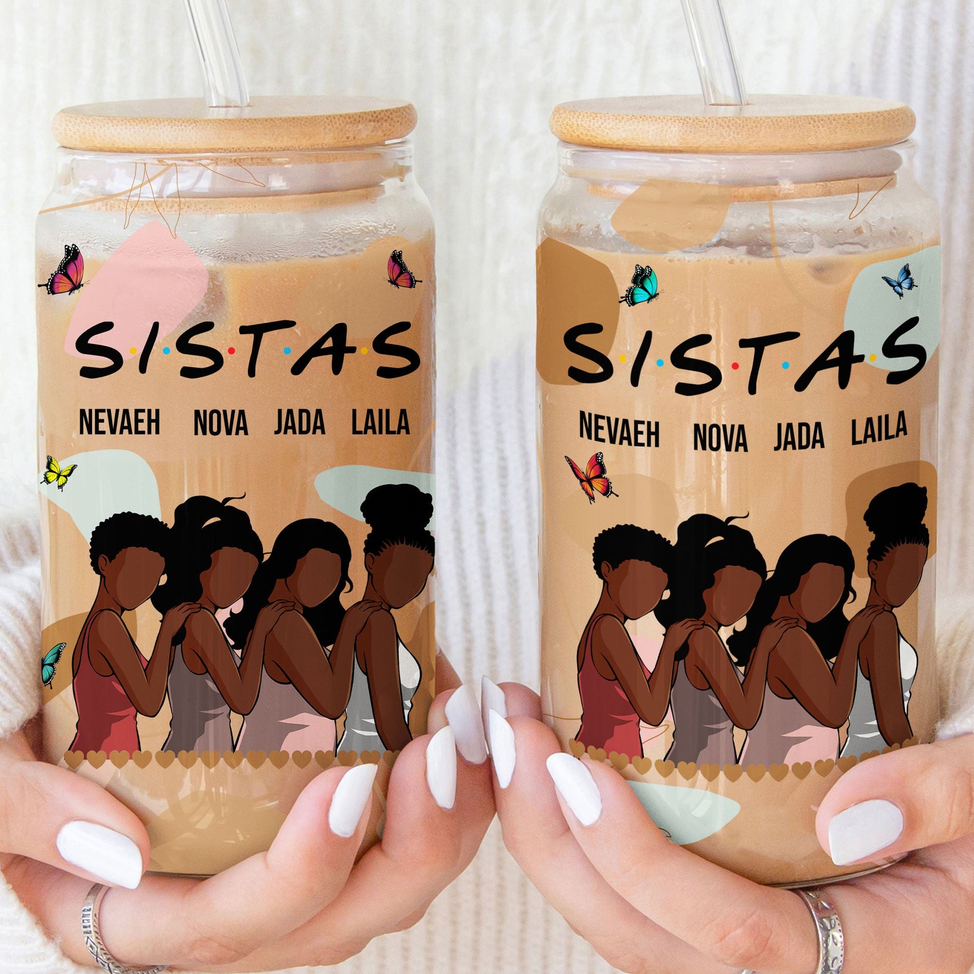 Sistas Proud Sisters Friendship - Personalized Clear Glass Cup