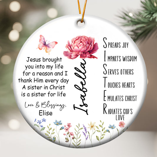 Sister Acronym Christian Friendship Gift - Sister In Christ - Personalized Ceramic Ornament