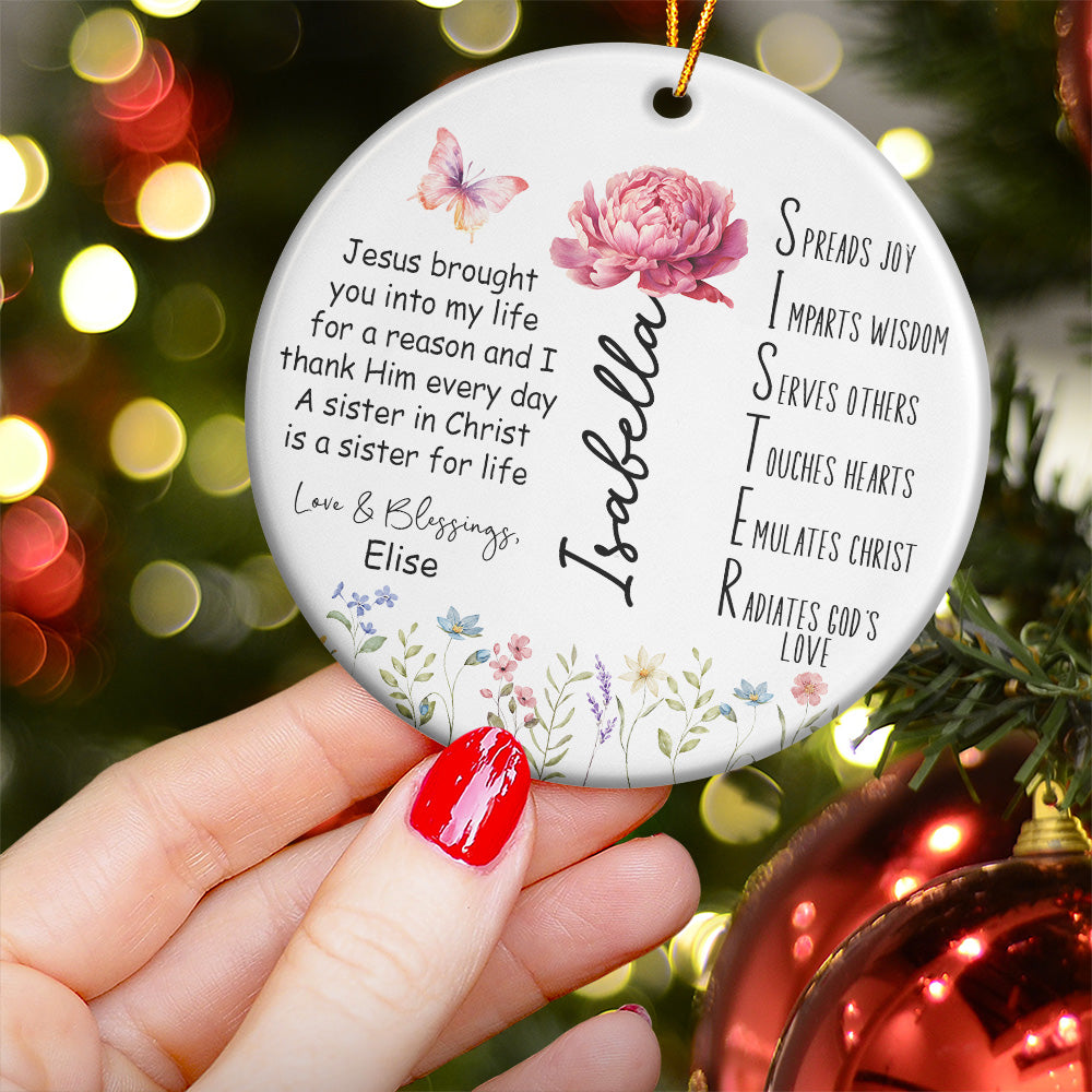 Sister Acronym Christian Friendship Gift - Sister In Christ - Personalized Ceramic Ornament