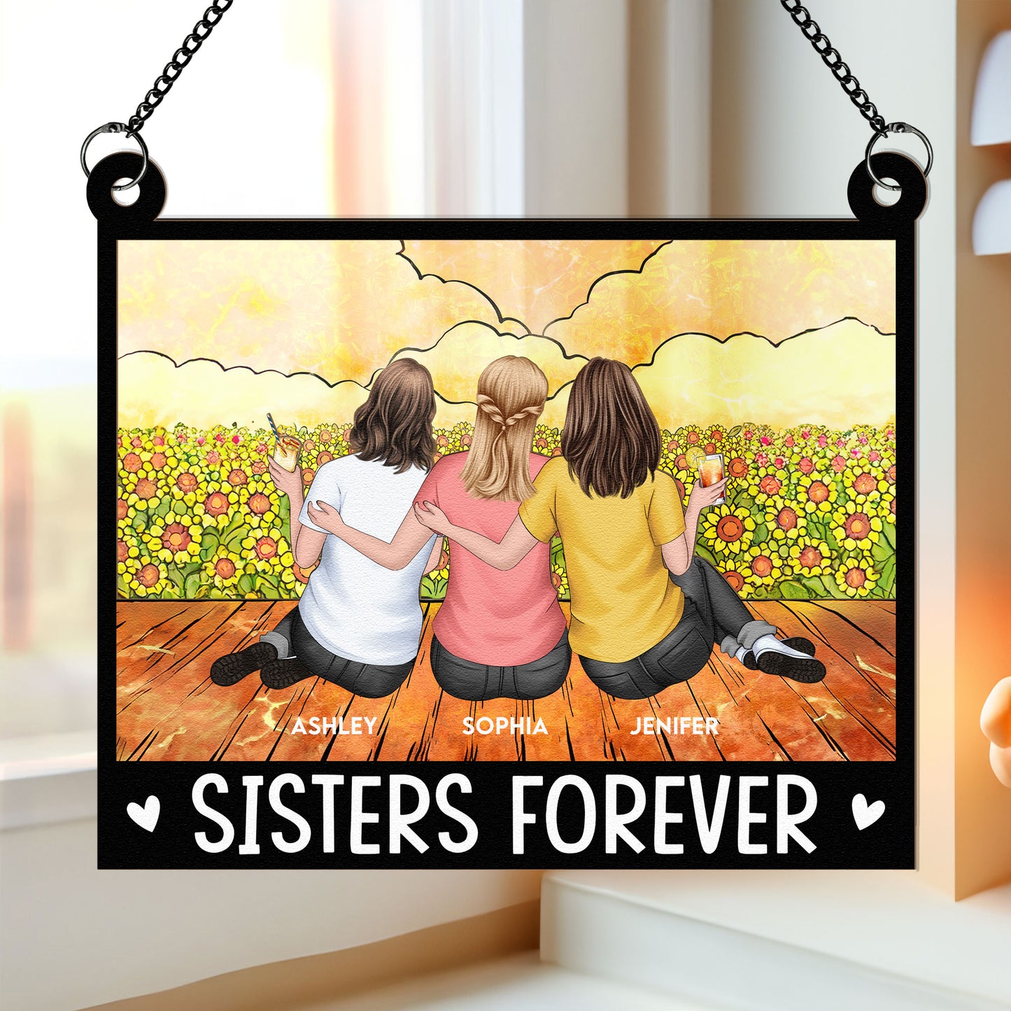 Sister Forever - Personalized Window Hanging Suncatcher Ornament