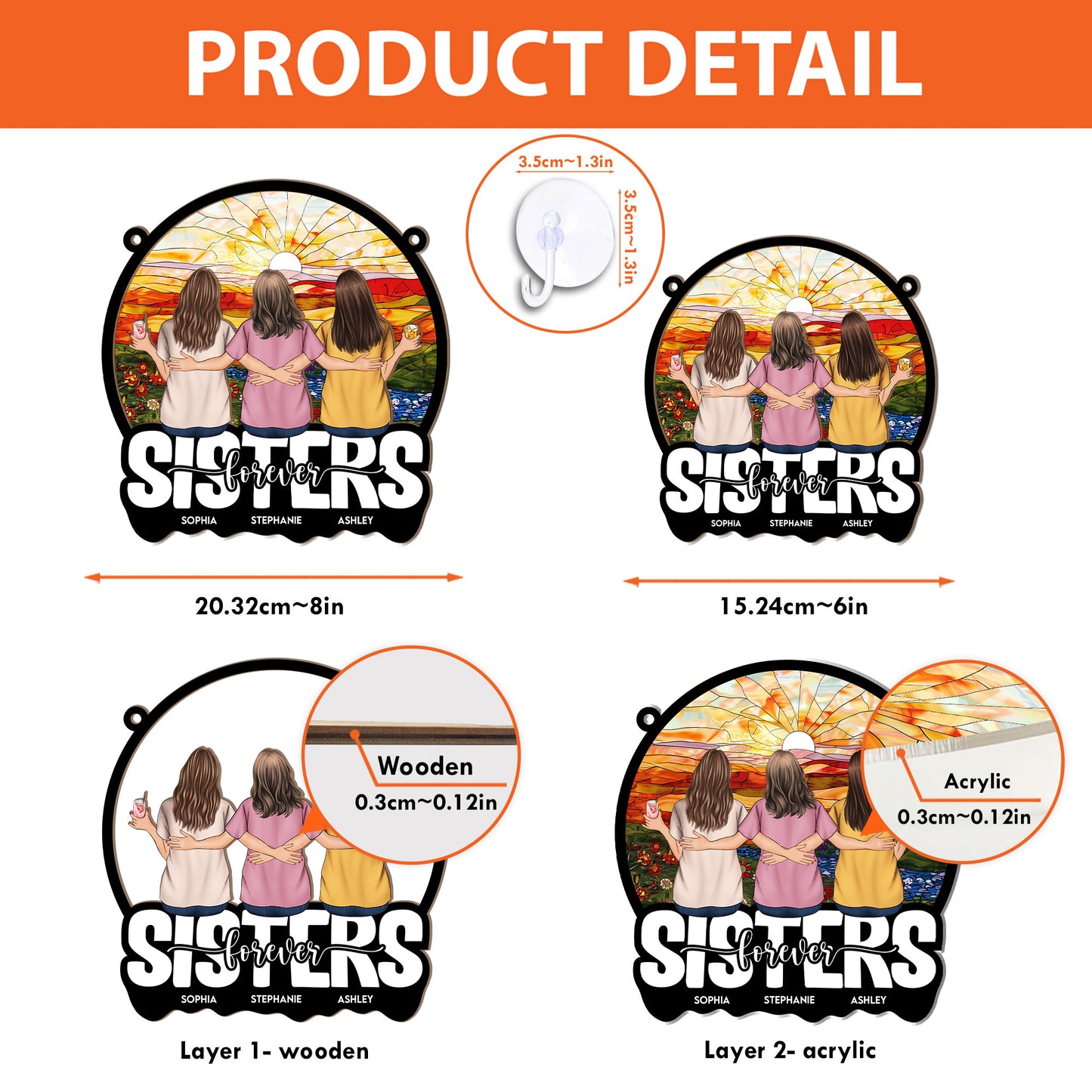 Sister Forever - Personalized Window Hanging Suncatcher Ornament